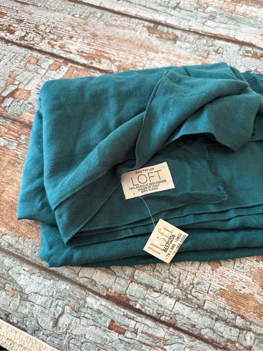 LOFT Dark Teal Lightweight Viscose Blend Scarf Shawl Wrap 80x27 BNWT